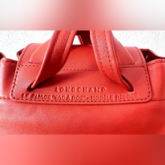 Longchamp Le Pliage Cuir Leather Backpack Terracotta  Dark Orange Red  NWOT - Picture 12 of 16